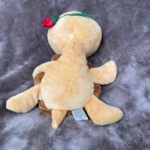 Russ Berrie Lil Peeper Shelly Turtle Plush 15" Big Green Eyes Red Rose Toy READ - Picture 16 of 16